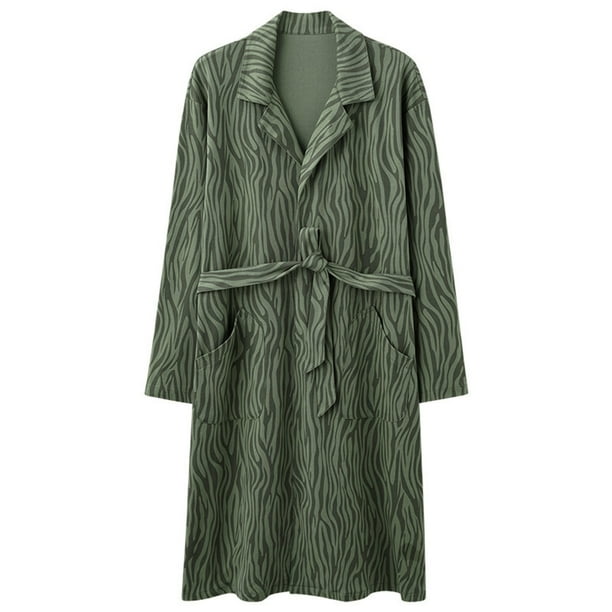 Batas de moda para hombre, manga larga, cuello en V, informales, regulares, lisas, para dormir, bata para mujer, blusa de poliéster