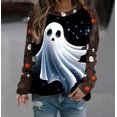 thumbnail image 2 of LYEAA Graphic Sweatshirts for Women Halloween Ghost Print T Shirt Spooky Season Long Sleeve Crewneck Tops Fall Tee Shirts Multicolor 2XL, 2 of 5