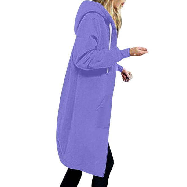 Chaquetas y abrigos casuales de manga larga con capucha para mujer, chaqueta de color liso, gruesa, de forro polar, informal, de invierno, con cremallera, manga larga, bolsillo, con capucha, suéter la