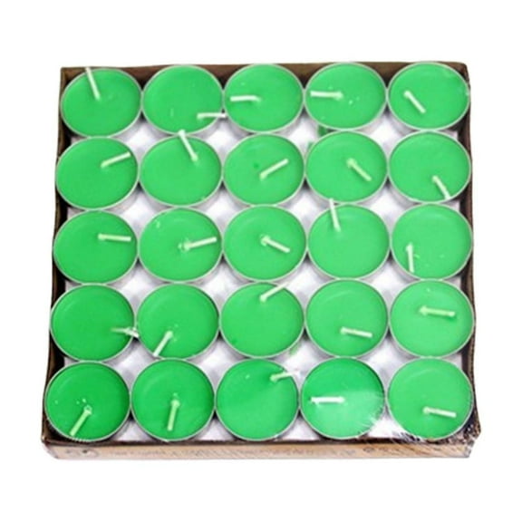Nkmbld 50PC Tea Light Candles for Party Decoration, Long-Lasting Votive Smokeless Tealight Candles for Christmas Dinner Birthday Party Wedding Decoration, Green