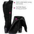 thumbnail image 4 of Love Steetly Women's Extra Wide Calf Knee High Boots, Slouchy Ruched Faux Leather, Double Buckle Accents, Chunky Block Heel Side Zipper Boots., 4 of 6