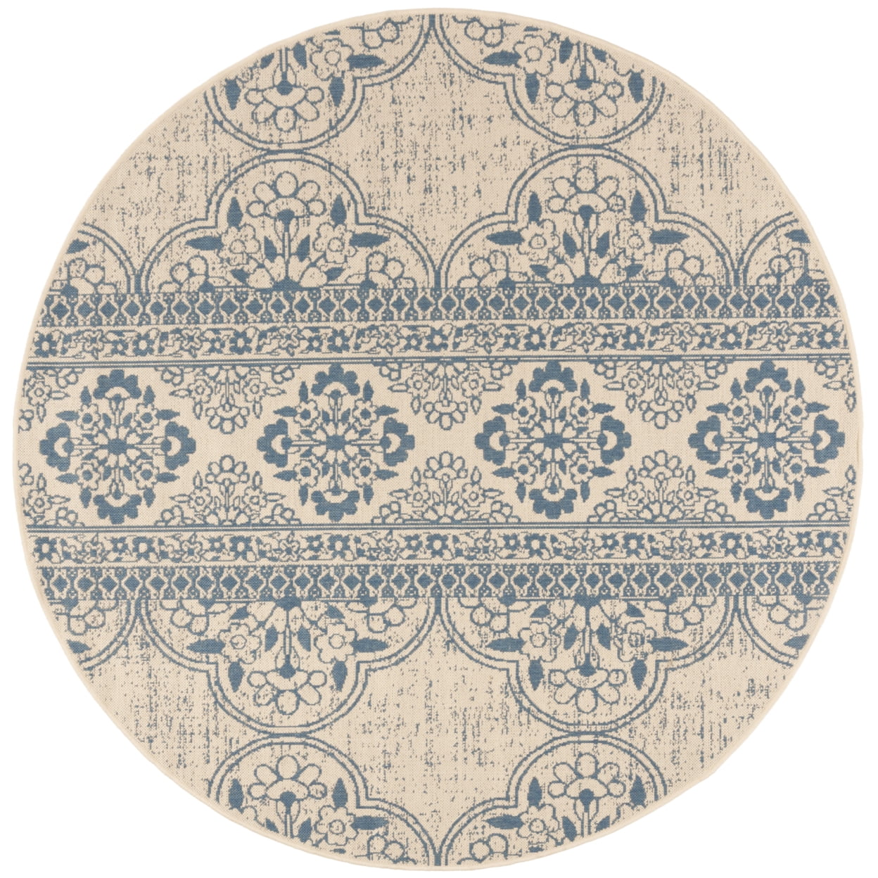 SAFAVIEH Beach House Kiaran Southwestern Indoor/Outdoor Area Rug Blue/Cream, 4' x 6'