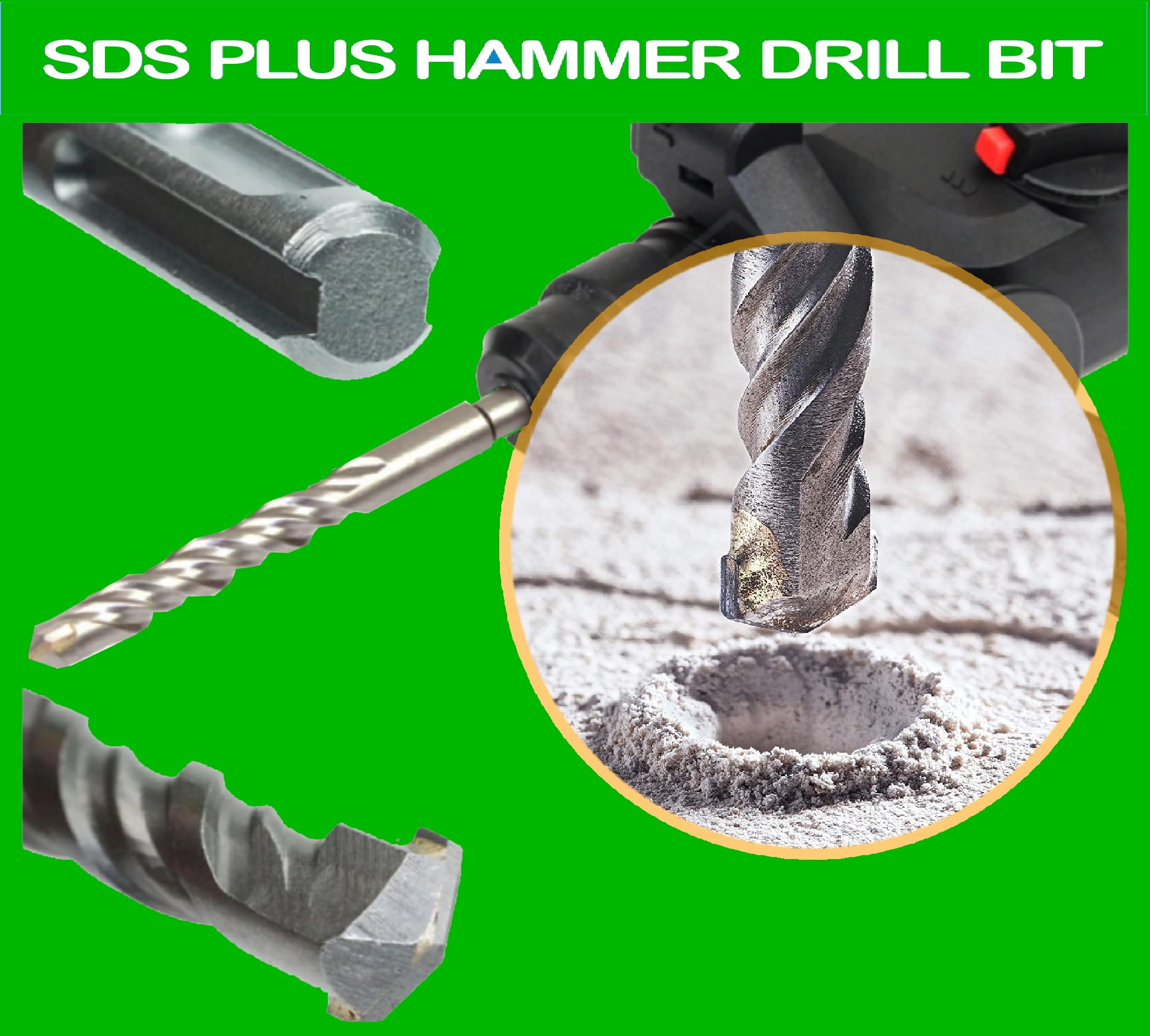8Pcs SDS Plus Rotary Hammer Drill Bit Set Carbide Tips Drill for Concrete Masonry Bricks Rock Stone