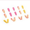 thumbnail image 4 of 24 Pcs Ongles Postiches Ballet Rose Rouge Jaune Lignes Ondulées Faux Ongles pour Femmes Filles Colle, 4 of 7