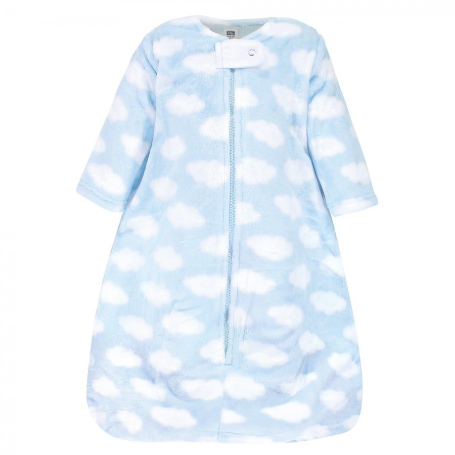 Hudson Baby Infant Boy Plush Sleeping Bag, Sack, Blanket, Blue Clouds, 12-18 Months