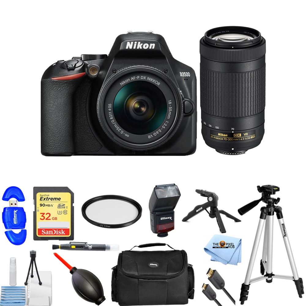 Nikon D3500 24.2MP DSLR Camera with AFP DX 1855mm + 70300mm VR