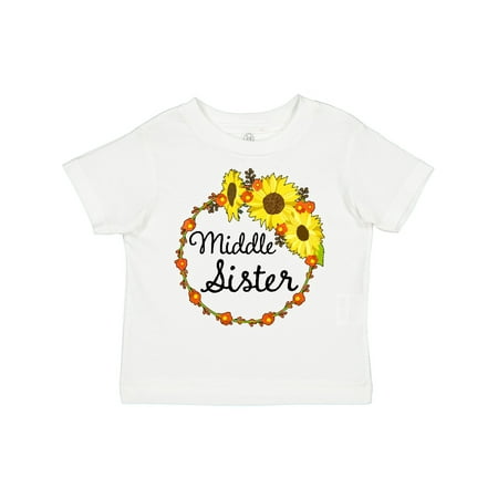 

Inktastic Middle Sister Sunflower Wreath Gift Toddler Boy or Toddler Girl T-Shirt