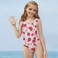 thumbnail image 2 of SEANATIVE Girls Bathing Suit One Piece Floral Strawberry Beach Bikini Swimming Suit for Kids Size 7-8 Y Breathable V Neck Kids Girls Swimsuit Tankini, 2 of 7