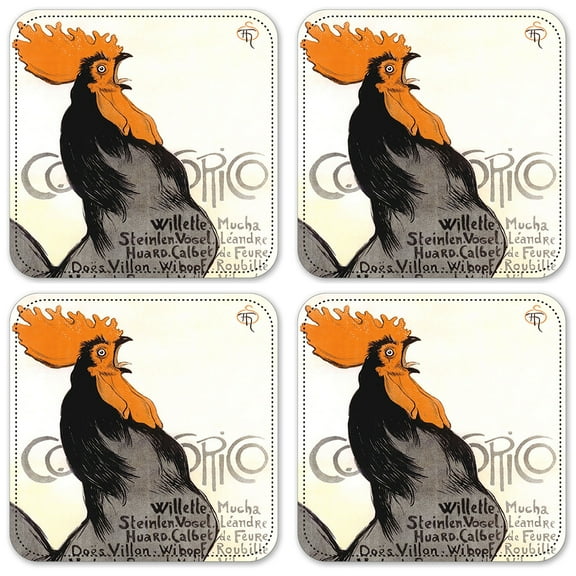 Vinyl Drink Coasters - Set of 4 - Cocorico
