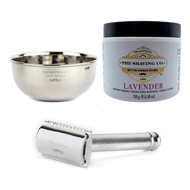 The Shaving Co Kit Crema De Afeitar Lavanda Razor Metal Bowl amarillo 1