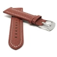 thumbnail image 2 of 26mm Classic Leather Buffalo Pattern Watch Strap Band, White Stitching, Stainless Steel Buckle, 2 of 7