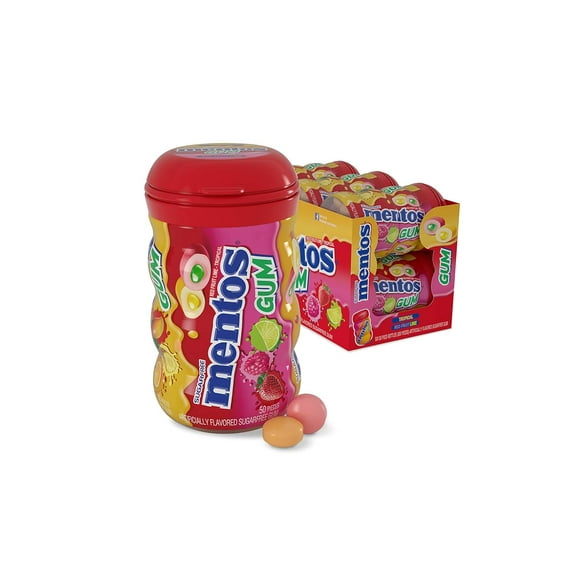 Mentos Mixed Fruit Sugar Free Gum, 50 count per pack - 36 per case.
