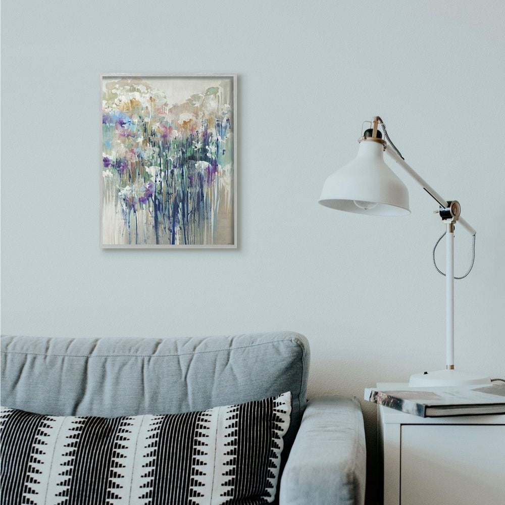 Stupell Industries Abstract Blue Purple Drip Painting Gray Framed Wall Art, 16 x 20, byThird and Wall