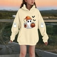 thumbnail image 2 of SERTG Children Halloween Printed Hooded Tops Long Sleeved Sweatshirt with Pockets Fleece Top Hooded Sweatshirt for Girls 3-14 Years(Yellow,13-14 Years), 2 of 4