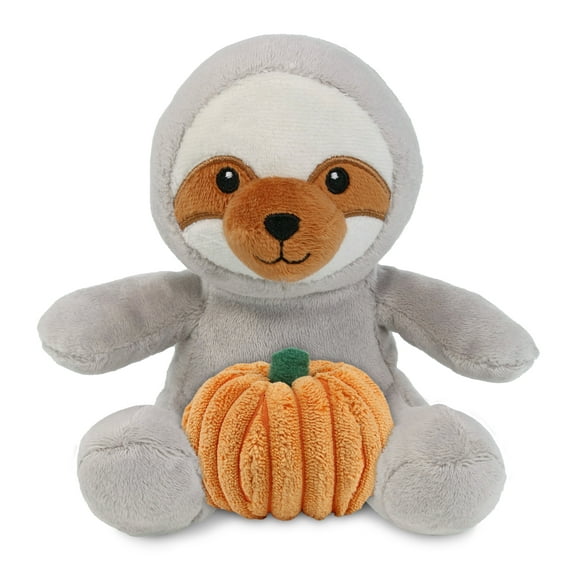 DolliBu Super Soft Sloth Stuffed Animal with Pumpkin Decor - Pumpkin Plush Animal for Fall, Halloween and Thanksgiving, Pumpkin Toy for Baby, Kids, Adults - 6 Inches