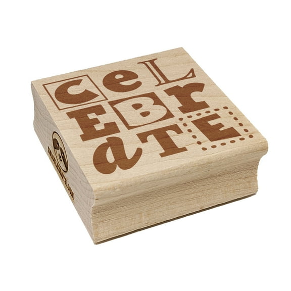 Celebrate Fun Text Square Rubber Stamp Stamping Scrapbooking Crafting - Medium 1.75in