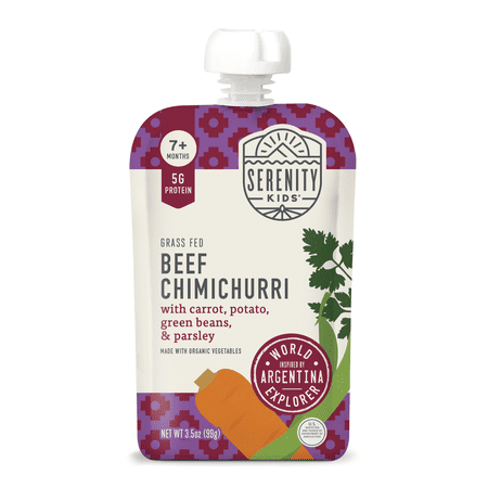 Serenity Kids World Explorer Grass Fed Beef Chimichurri with Organic Vegetables Stage 2 Baby Food Pouch - 3.5oz