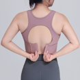 thumbnail image 6 of Women's Sports Bra Bagged Sports Underwear High Waist Gathered Abdominal Heart Showing Thin Yoga Bra Beautiful Back Hollowed Out Fitness Bra Wireless Bra Purple 3XL, 6 of 7