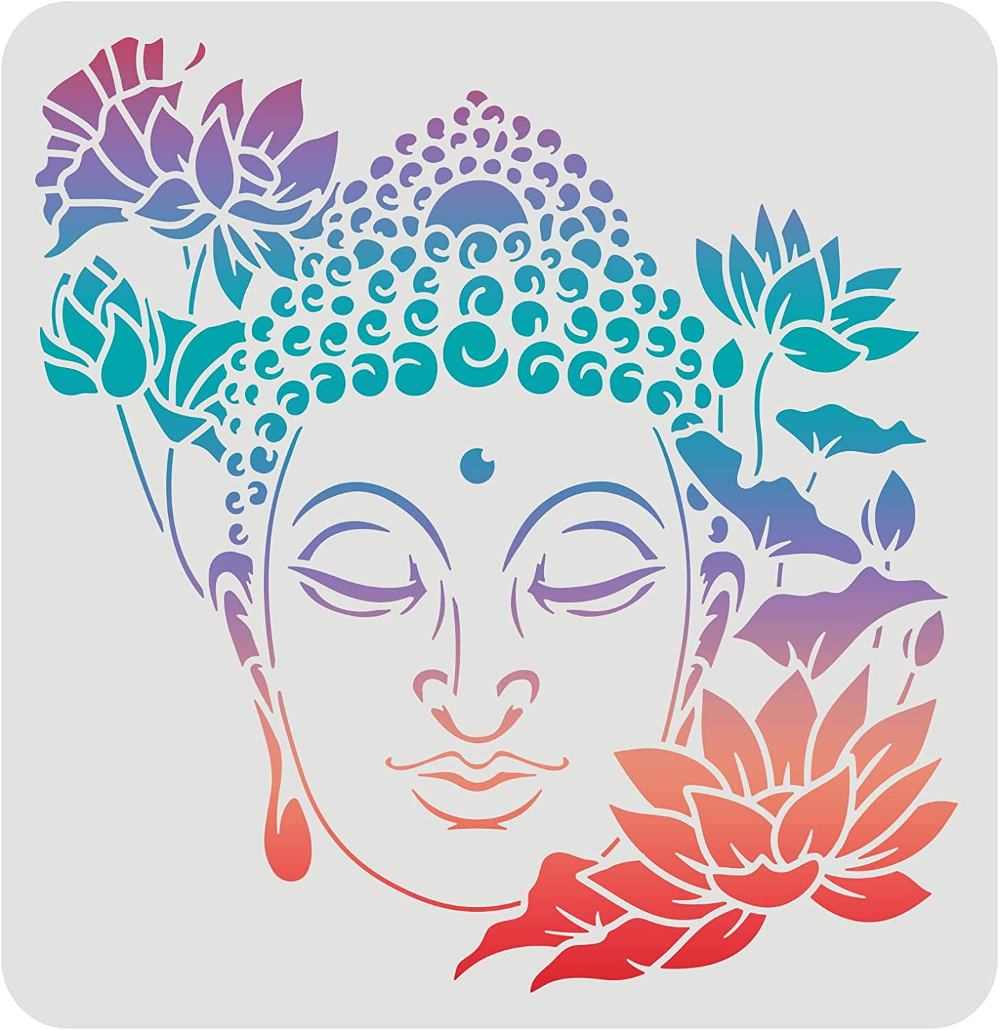 Buddha Stencils for Painting 30x30cm Buddha with Lotus Drawing Stencil Reusable Statues of