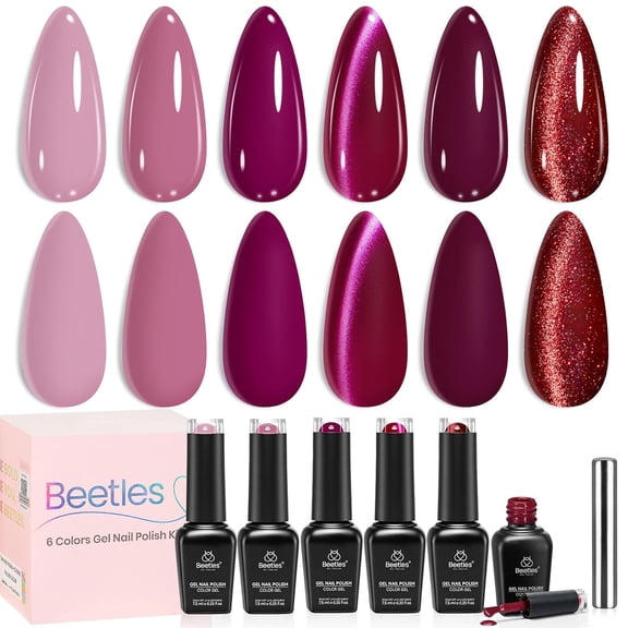 Beetles Purple Gel Nail Polish Set, 6 Colors Fall Plum Gel