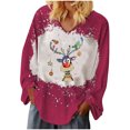 thumbnail image 1 of Camisas Navideñas Para Mujer Tops de Manga Larga Moda Con Cuello en V Otoño Navidad Impresión Blusa Suelta Odeerbi ODB198707, 1 of 6