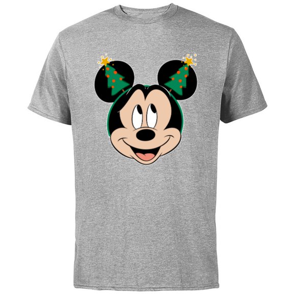 Disney Mickey Mouse Christmas Tree Holiday Headband - Short Sleeve Cotton T-Shirt for Adults - Customized-Athletic Heather