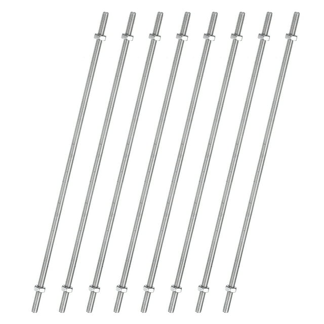 Unique Bargains 8pcs 8/32 Inch M4 Threaded Rods with Hex Nuts 14 Inch 304 Stainless Steel Rod, Silver