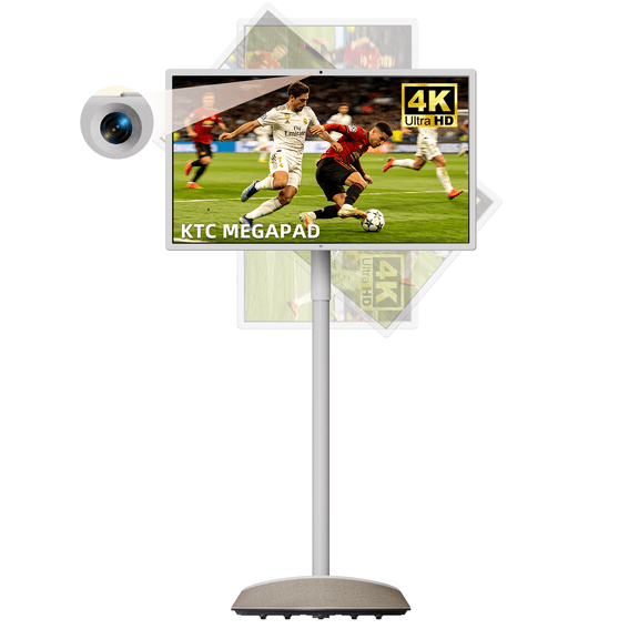 KTC 32" 4K Smart Portable TV MEGAPAD, Google EDLA Certified, UHD Touchscreen TV on Wheels, Speaker & Camera, 16G 256G Storage, Built-in Battery, Full Swivel Rotation, Remote Control, A32Q7 MAX