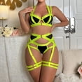 thumbnail image 4 of Conjunto de sujetador con botones frontales completamente expuestos y encaje de cuatro piezas de lencería sexy multicolor, 4 of 5
