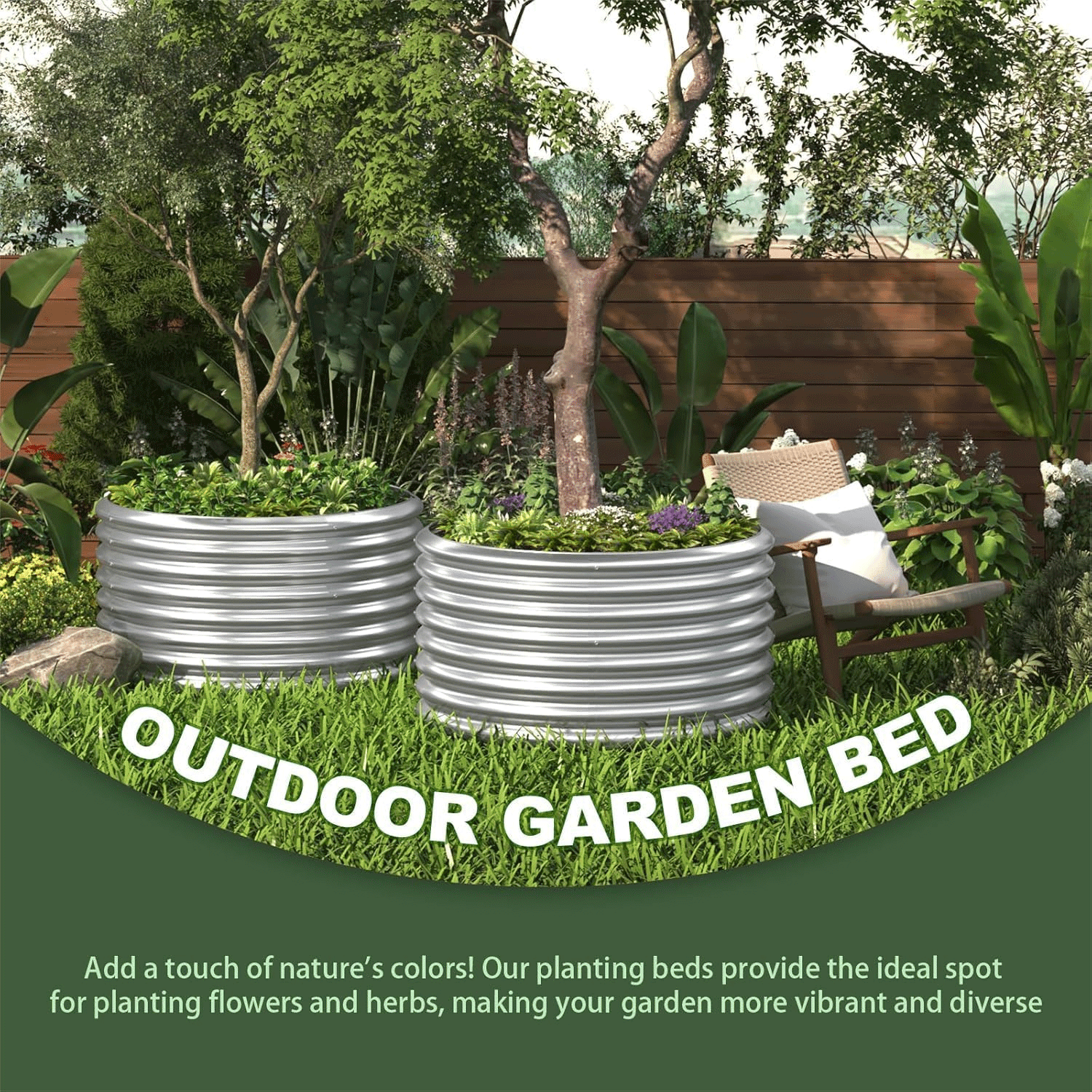 CATMANOR 4 Pack 3FT Length Round Galvanized Raised Garden Bed Outdoor,Metal Garden Bed for Vegetables,Steel Raised Beds for Gardening,Above Ground Garden Box for Flower