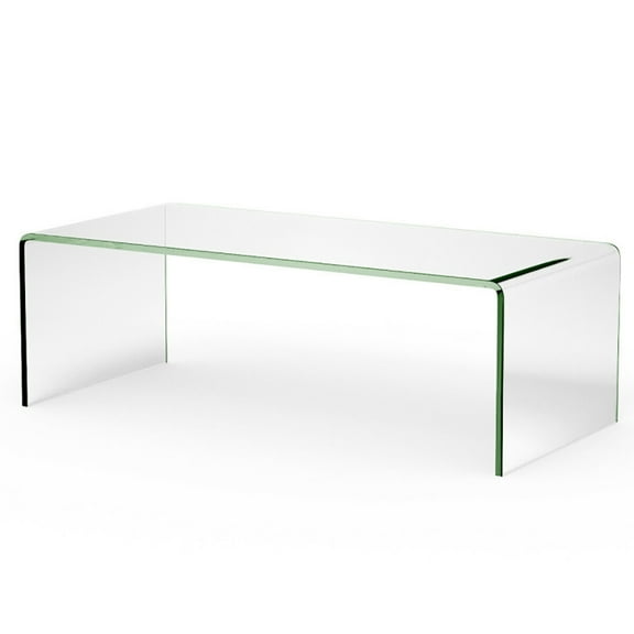 Kadyn Coffee Table,Desktop Table,Side Table,End Tables, 42 x 19.7 Inch Clear Tempered Glass Coffee Table with Rounded Edges