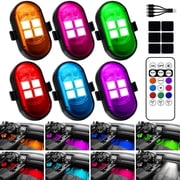 VFM Upgraded Wireless LED Lights for Car, Rechargeable Interior Car Lights with 8 Colors Brightness Adjustable, 12H Battery Life, Remote Control, Mini Strobe Lights for Vehicle Motorcycle Bike Decor