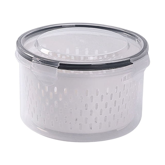Plastic Storage Bins with Lids Large Size Fruit Vegetable Storage Containers for Fridge Draining Fresh Containers 3 in 1 Produce Storage Containers Large Organizer Bins with Lid & Colander
