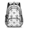 thumbnail image 2 of Football and Hexagon Gray Pattern Backpack for School, Cute School Bag with Adjustable Shoulder Straps and Padded Back, 16.9"x12.6"x5.9", 2 of 5