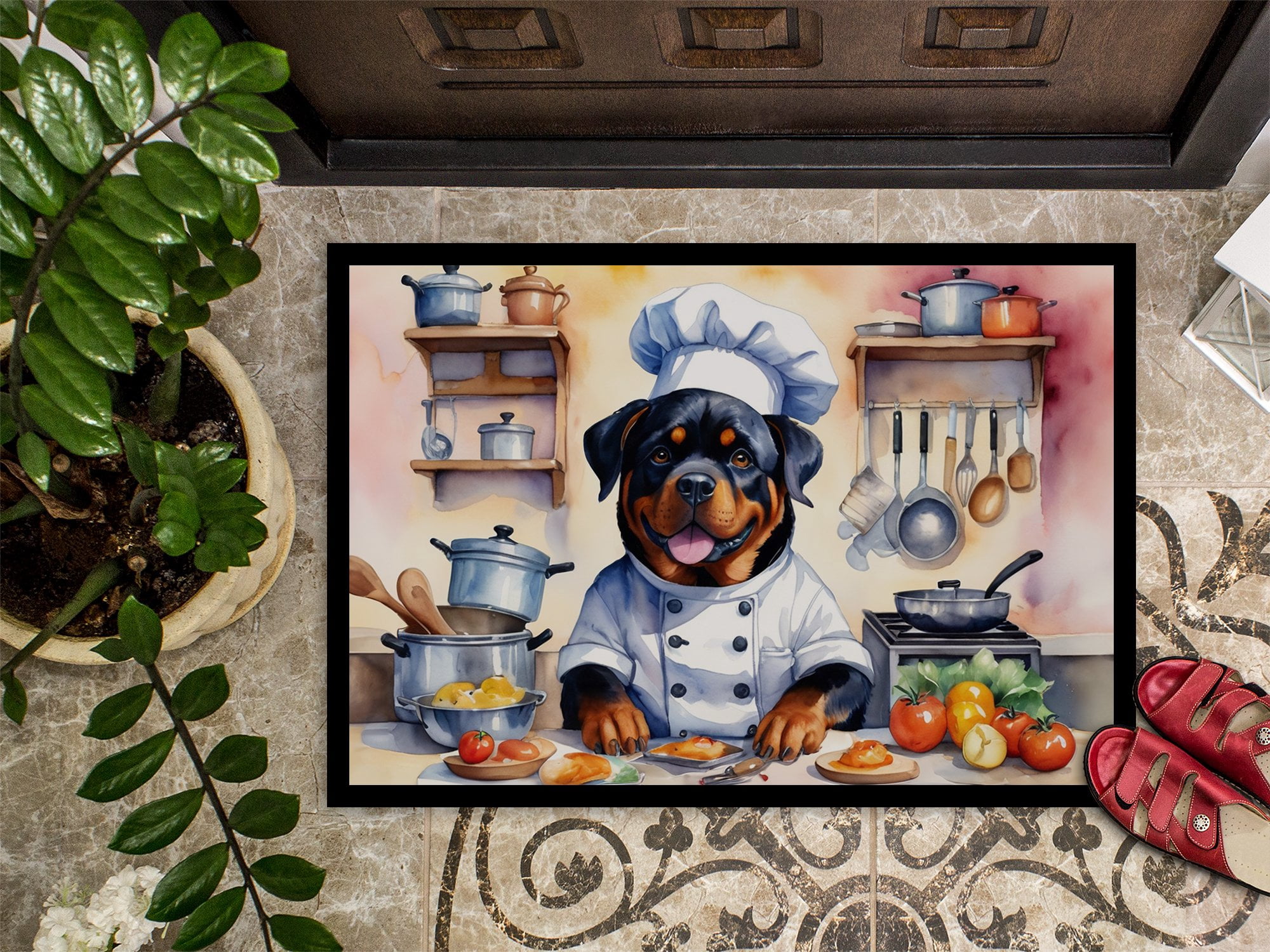 Carolines Treasures DAC6316MAT 18 x 27 in. Rottweiler The Chef Doormat