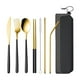 thumbnail image 2 of Utensilios de cocina, juego de palillos, cuchara, cuchillo, tenedor y pajita portátiles, juego de cubiertos de acero inoxidable de 7 piezas con estuche, juego de cubiertos portátiles para acampar al a, 2 of 6