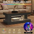 thumbnail image 5 of Hawsaiy Farmhouse Coffee Table with Storage Shelf & LED Light, 47" Rectangular Wood Coffee Table, 2-Tier Rustic Center Table for Living Room, Apartment, Office, Dark Gray, 5 of 11
