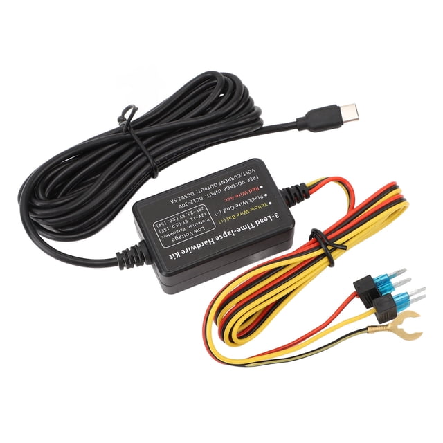 Dash Cam Hardwire Kit, Wide Compability Stable Output 10.5ft 24 Hour Parking Surveillance Power Supply Enough Length For GPS Power Supply