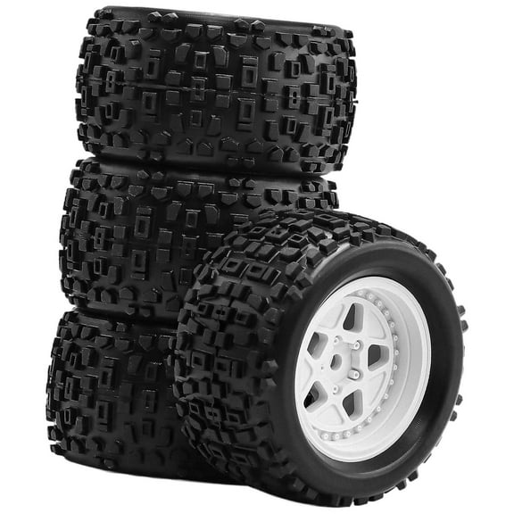 Kuntesetty 4 Pieces 1/18 RC Car Wheels and Tires Durability Accessories for Typhon Grom White