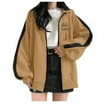 thumbnail image 1 of Puntoco mujeres Casual manga larga bolsillo suelto estampado cremallera medio y largo tops sudaderas con capucha blusa de mujer Puntoco Puntoco-558, 1 of 6