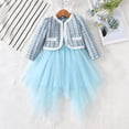 thumbnail image 6 of Girls 2-Piece Outfit Set Light Blue Velvet Dress with Jacket Princess Birthday Holiday Party Dress for Kids Kids 4-8 Years,Size 6 T, 6 of 8