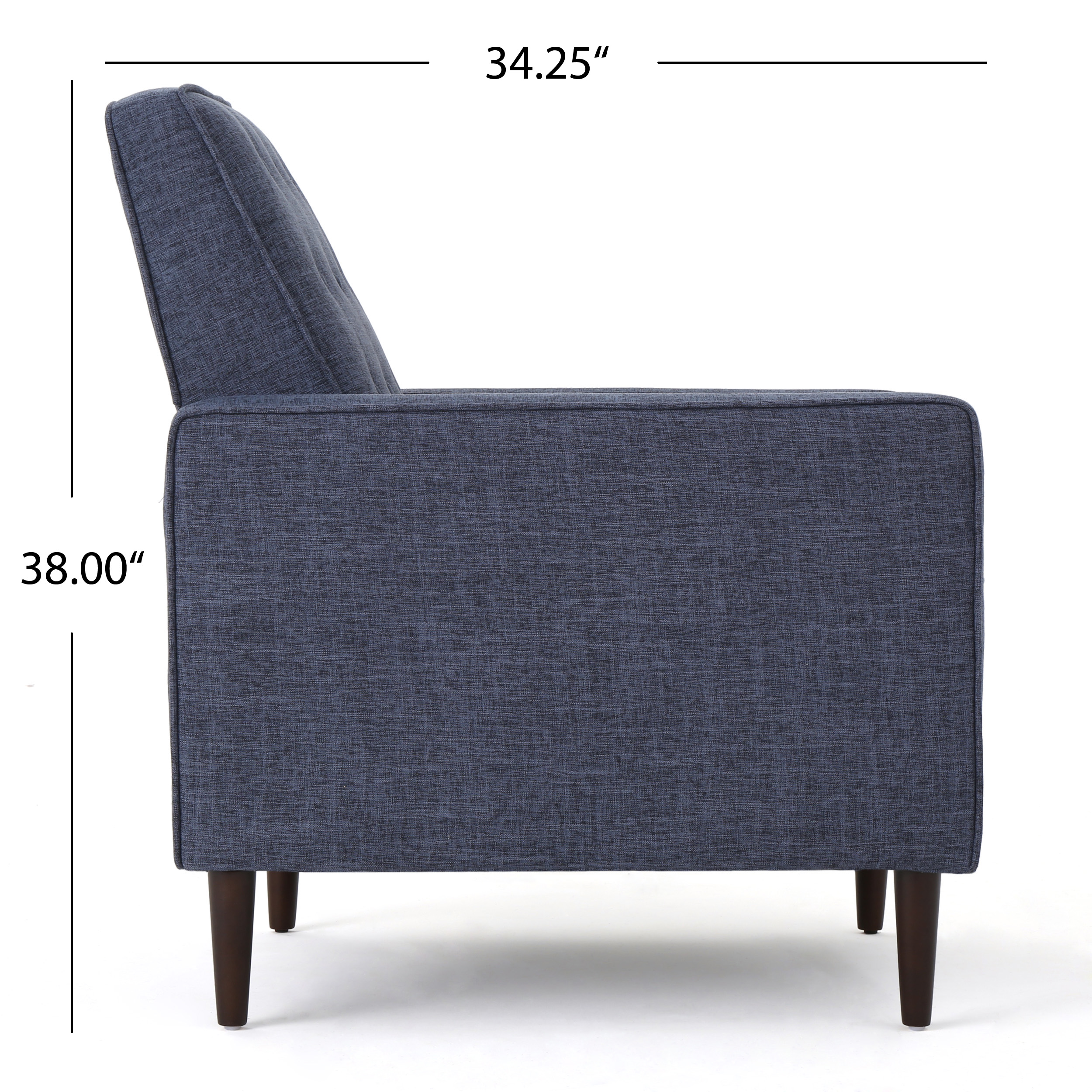 Noble House Marrin Standard Dark Blue Fabric Button Tufted Recliner