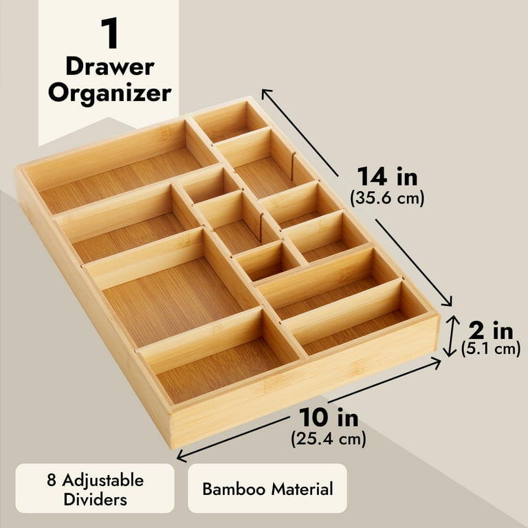 4-piece Bamboo Drawer Divider, Adjustable Drawer Organizer, Spring-loaded  Kitchen Utensil Drawer Organizer