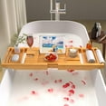 thumbnail image 2 of Luxury Bathtub Caddy Tray for Tub - Foldable Bamboo Bath Table Tray with Book & Wine Glass Holder & Soap Holder, Expandable Bathroom Accessories for Spa or Reading Lite Style, Bath Accessories Sets, 2 of 8