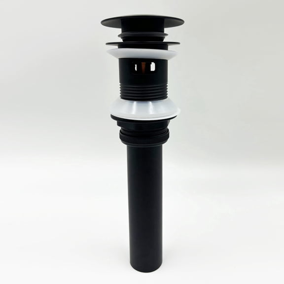 Matte Black 304 Stainless Steel Pop-Up Sink Drain with Overflow Vessel Lavatory Vanity Stopper (Tool-Free Installation)