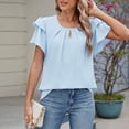 thumbnail image 4 of Round-neck, fly-sleeved chiffon T-shirt, 4 of 9