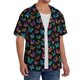 thumbnail image 2 of Balery Multicolored Butterflies Camisa Casual de Manga Corta con Botones para Hombre, Texturizada, Estilo Cubano, para Playa, Verano-3X-Large, 2 of 5