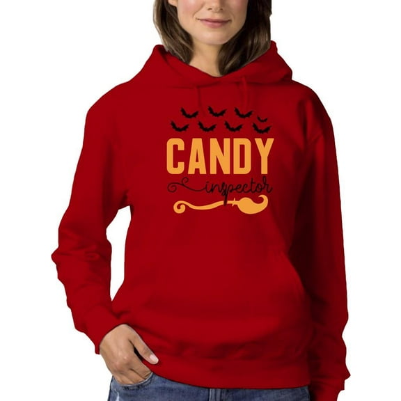 Candy Inspector. Bats And Broom Hoodie Women -Image by Shutterstock, Female 5X-Large