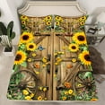 thumbnail image 2 of Castle Fairy Rustic Floral Sunflowers Twin Sheet Sets 3pcs for Female Men Adults,Chic Floral Blossoms Twin Fitted Sheet Microfiber,Rustic Lodge Cabin Breathable Flat Sheet,Breathable Home Decor, 2 of 7