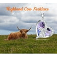 thumbnail image 5 of Highland Cow Necklace 925 Sterling Silver Amethyst Heart Pendant Necklaces for Women Birthday Jewelry Gifts 18" + 2" Extender, 5 of 7